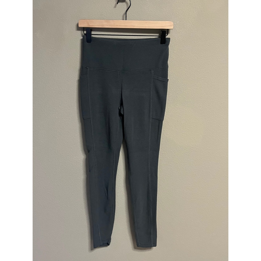 Athleta Gray Waffle Texture High Rise Pocket Leggings Workout Activewear